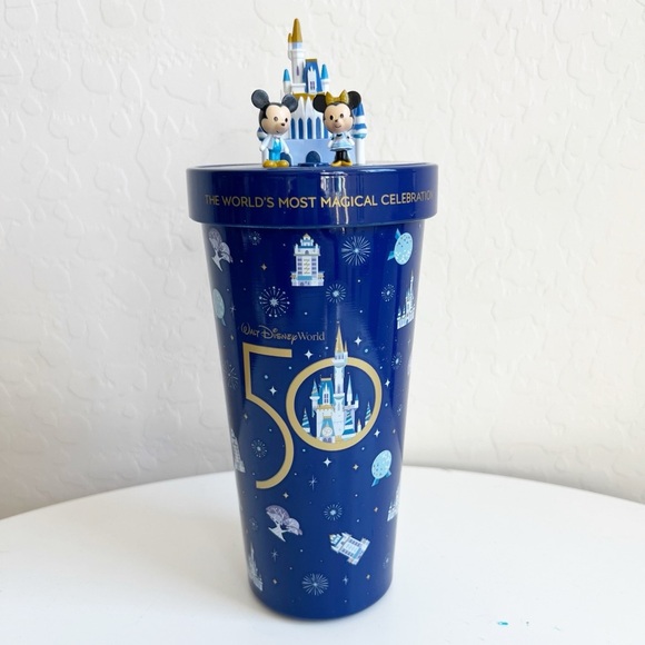 Walt Disney World 50th Anniversary Mickey Minnie Castle Tumbler - Picture 1 of 6